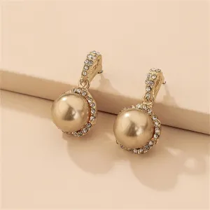 Cubic Zirconia & Pearl 18K Gold-Plated Round Drop Earrings