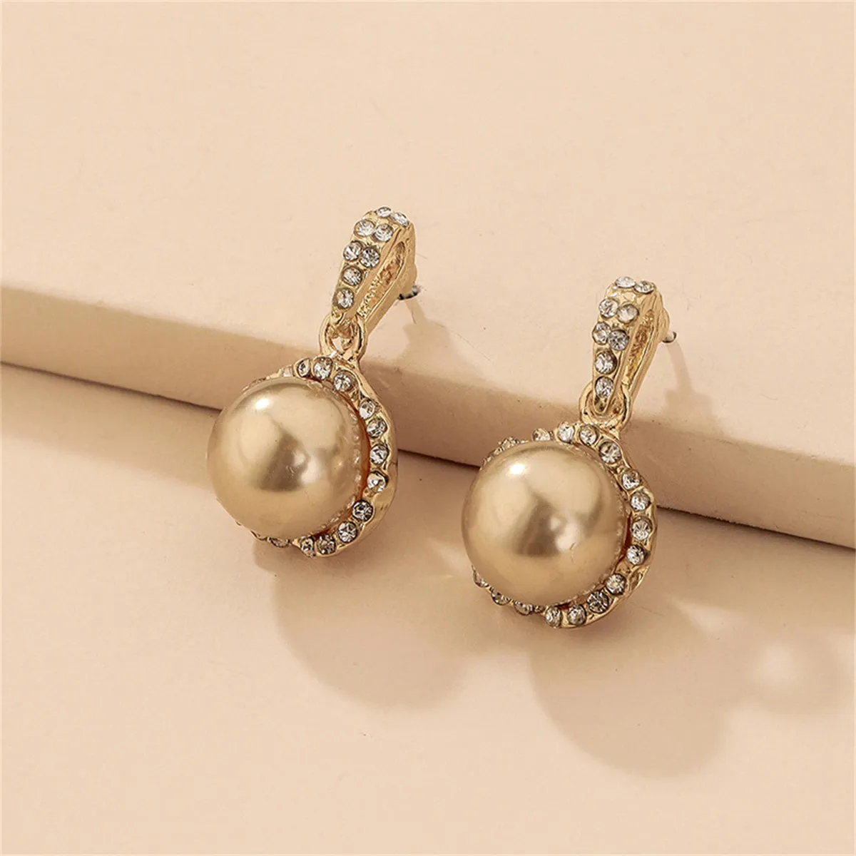 Cubic Zirconia & Pearl 18K Gold-Plated Round Drop Earrings