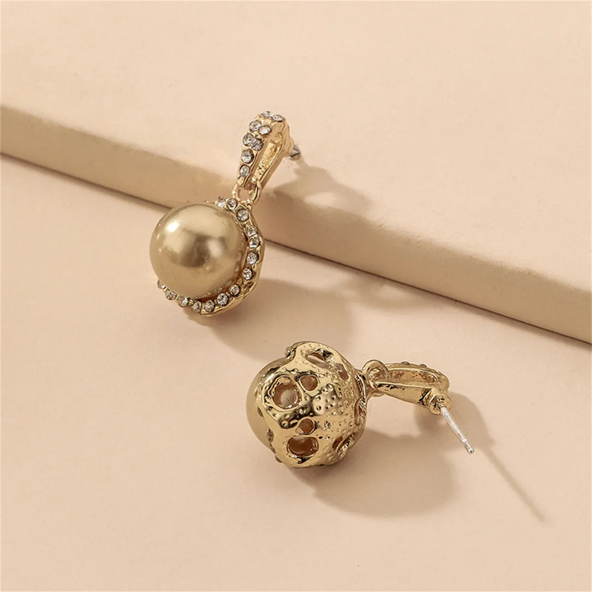 Cubic Zirconia & Pearl 18K Gold-Plated Round Drop Earrings