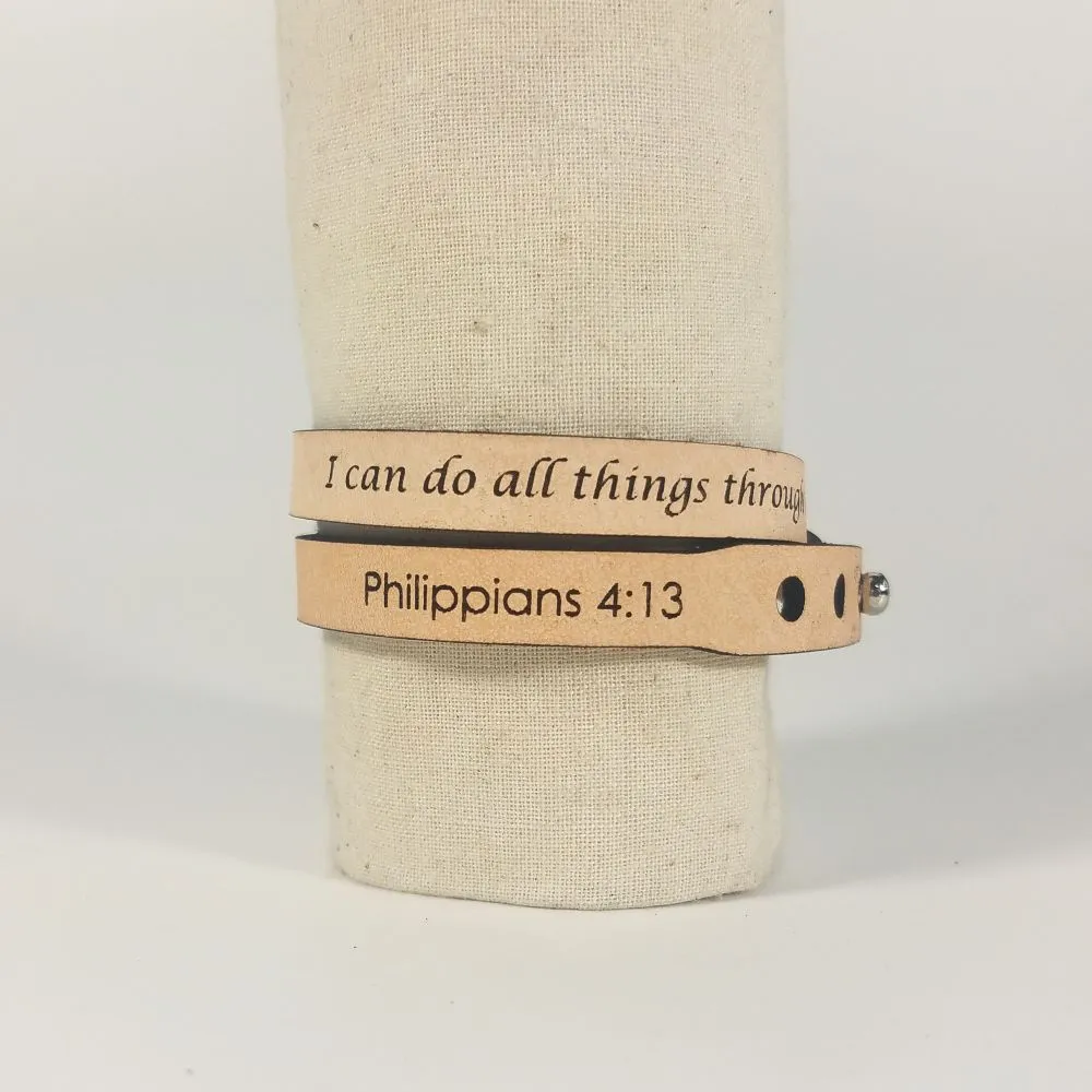 Custom Text Leather WordBracelet  double wrap