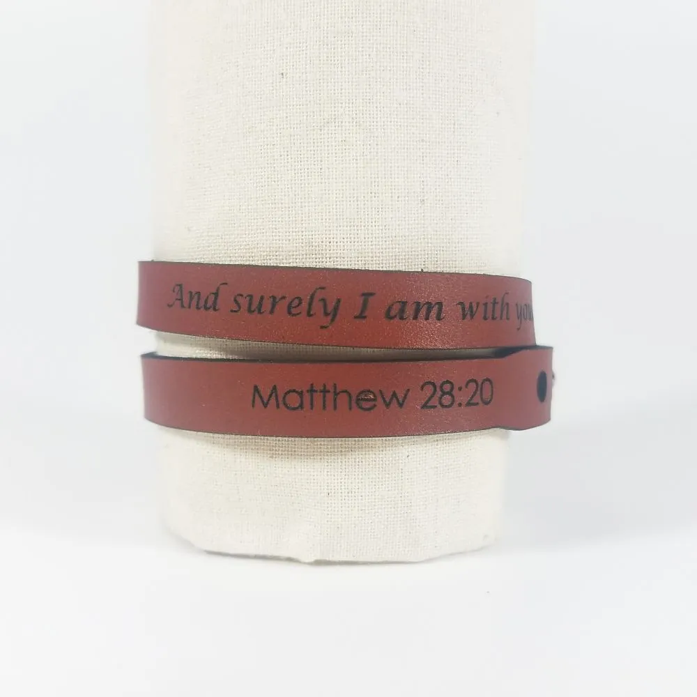 Custom Text Leather WordBracelet  double wrap