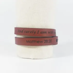 Custom Text Leather WordBracelet  double wrap