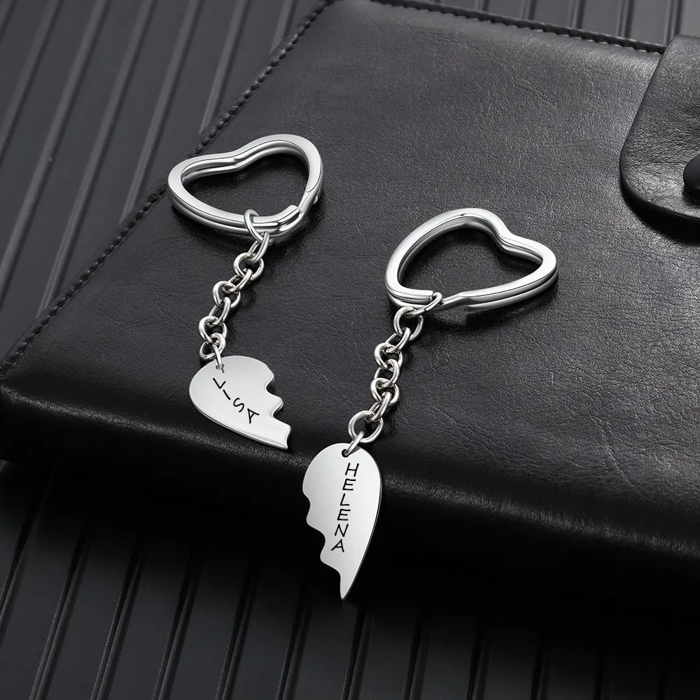 Customized Engraved Breaking Heart-Shaped BFF Key Chains