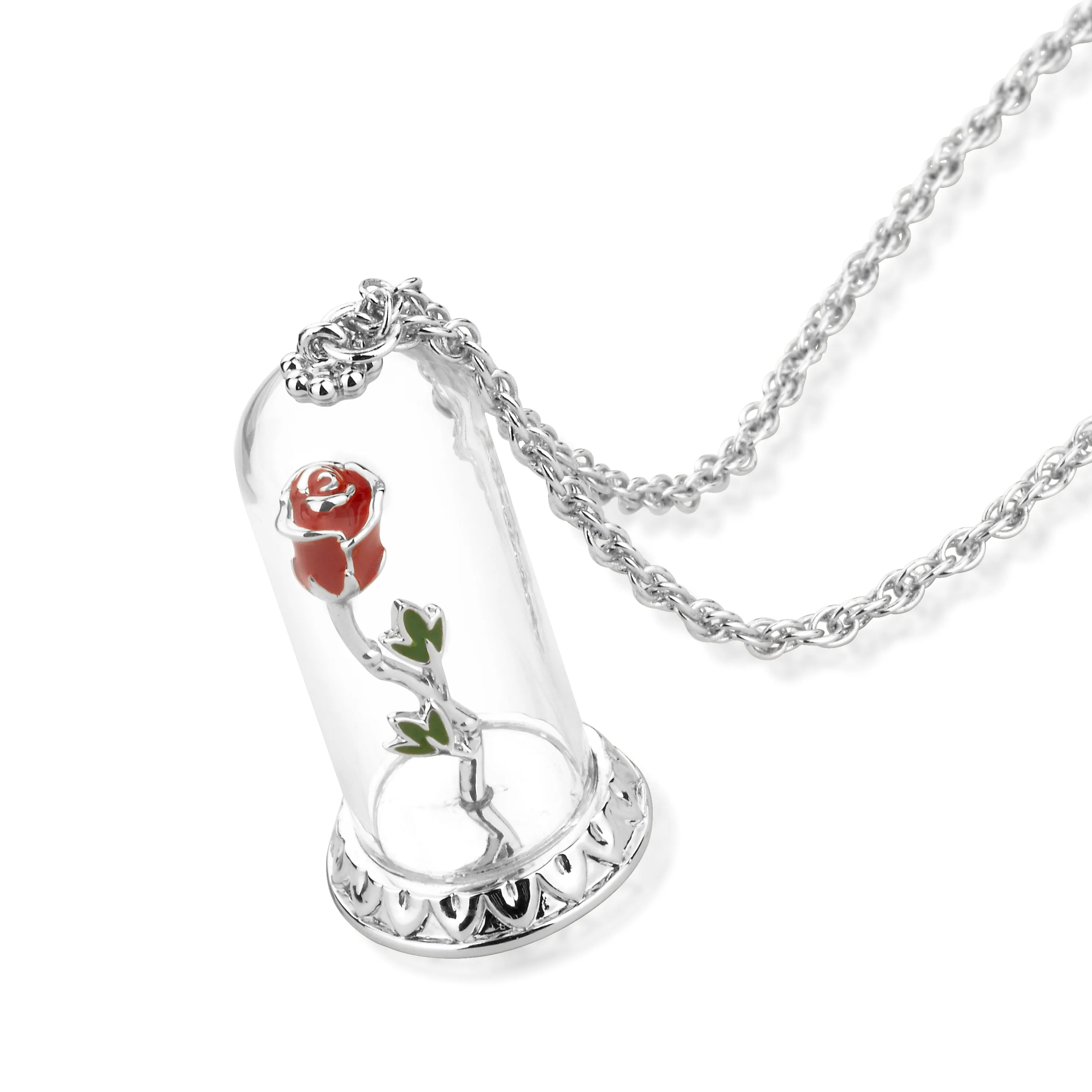 Disney by Couture Kingdom Beauty and the Beast Enchanted Rose Necklace
