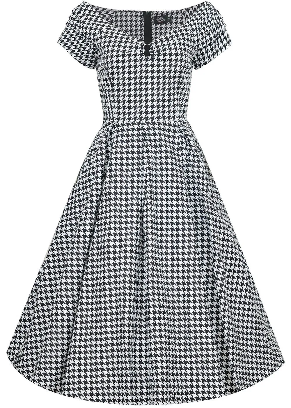 Dolly & Dotty Lily Dogtooth 50's Swing Dress Black White