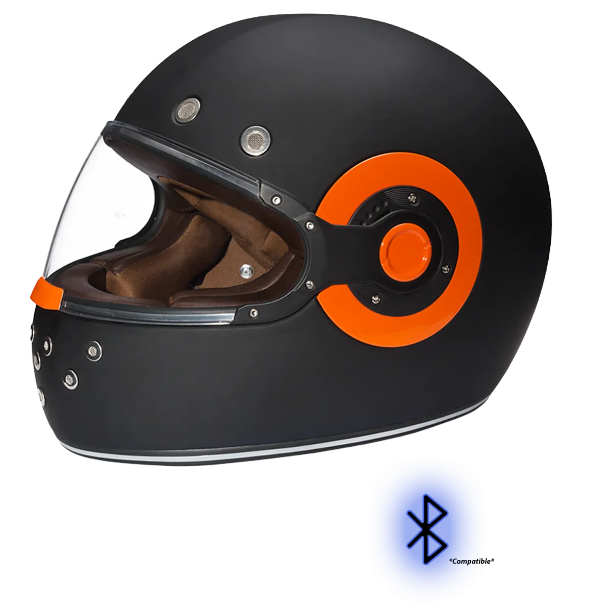 D.O.T. DAYTONA RETRO- DULL BLACK W/ ORANGE ACCENTS