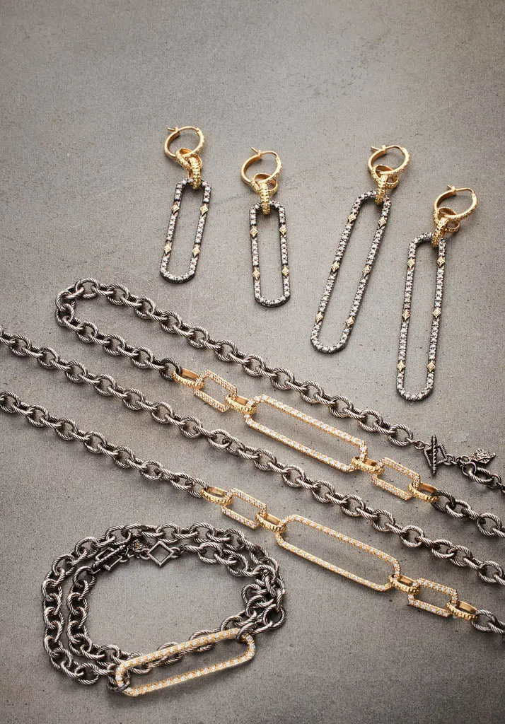 DOUBLE WRAP PAVE PAPERCLIP ID BRACELET