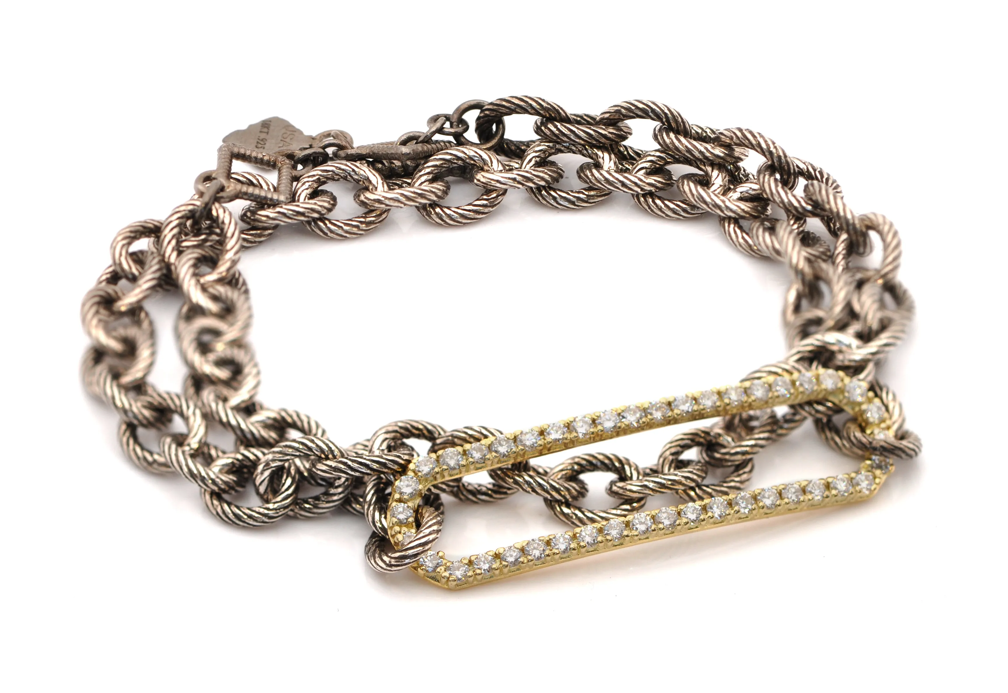 DOUBLE WRAP PAVE PAPERCLIP ID BRACELET