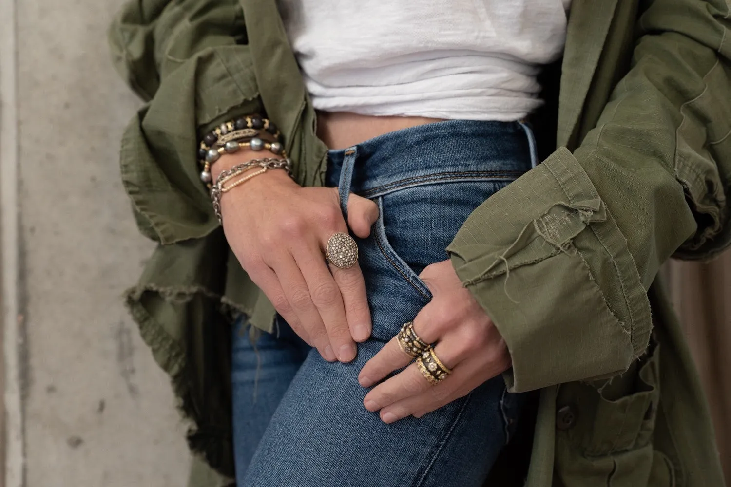 DOUBLE WRAP PAVE PAPERCLIP ID BRACELET