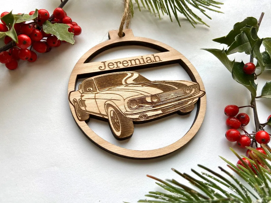 E46 330i Car Engraved Wood Christmas Ornament