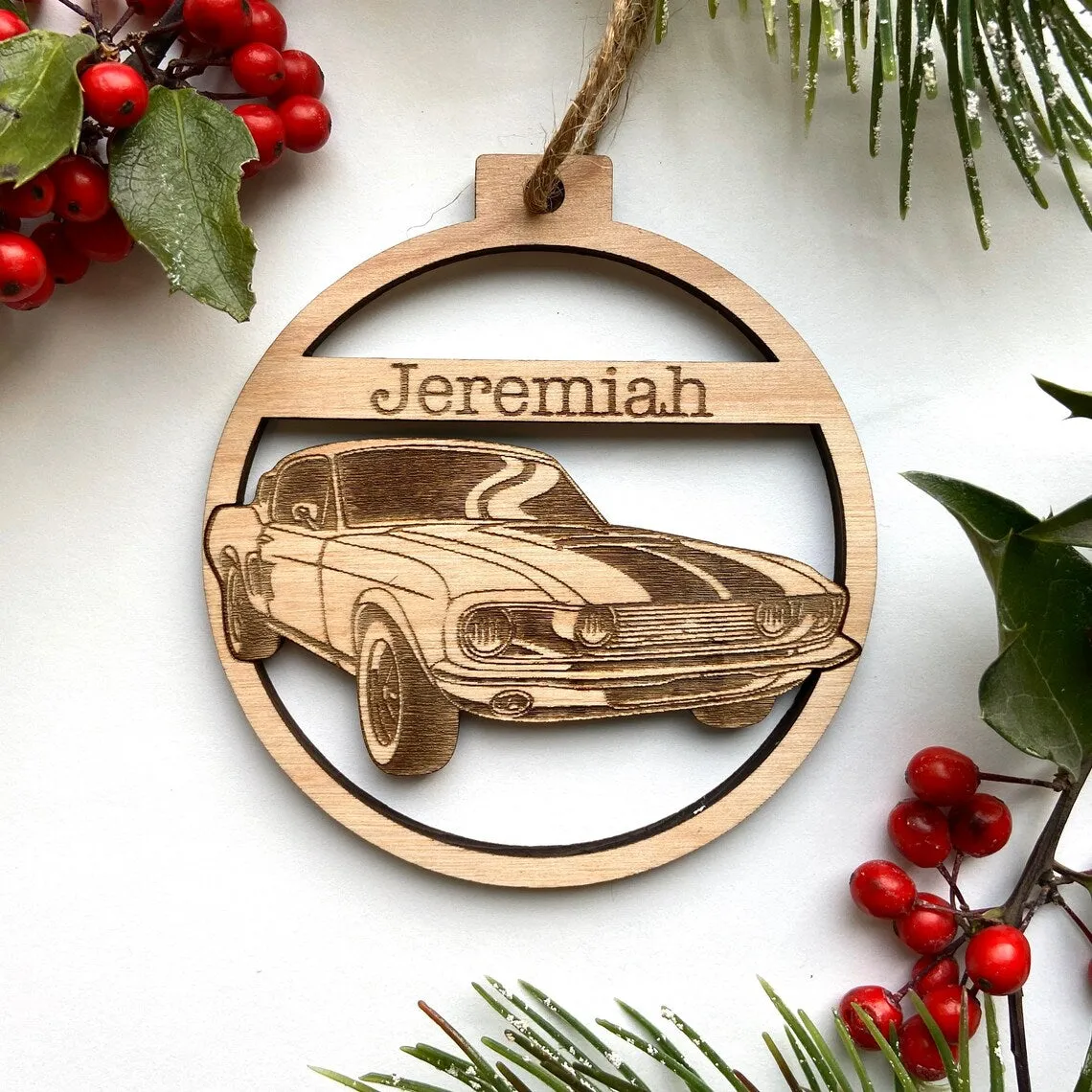 E46 330i Car Engraved Wood Christmas Ornament