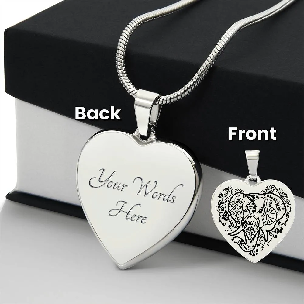 Elephant Engravable Necklace - Personalized the back with your own words!