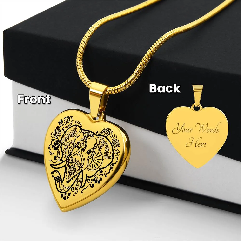 Elephant Engravable Necklace - Personalized the back with your own words!