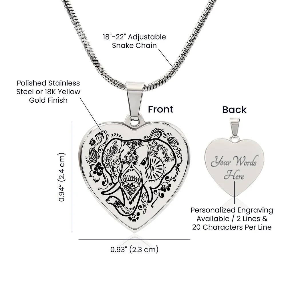 Elephant Engravable Necklace - Personalized the back with your own words!
