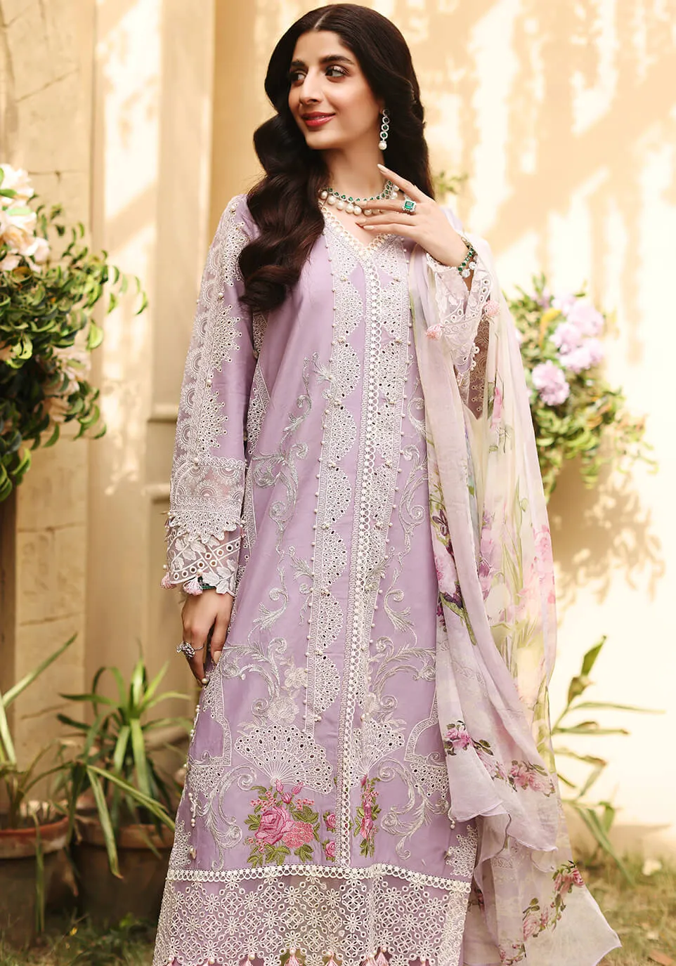 ELF-8 Lilac | Elaf Luxury Festive Lawn Collection 2022 | Unstitched Embroidered Lawn Suits