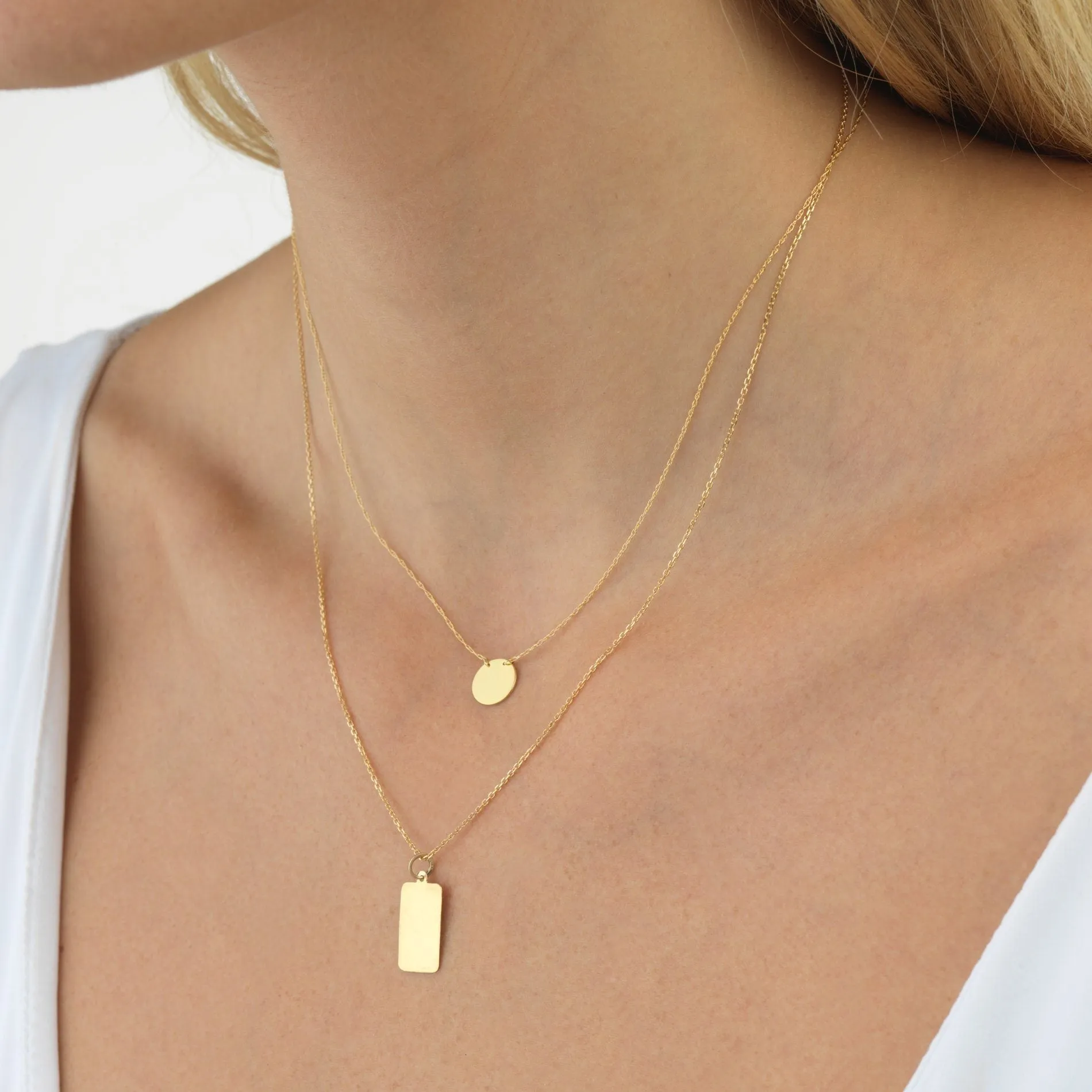 Engraved Dog Tag Necklace 14K