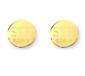 Engraved Round Monogram Cuff Link with Date