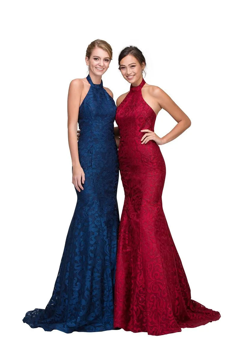 Eureka 8001 Mermaid Floor Length Dress Halter Strap