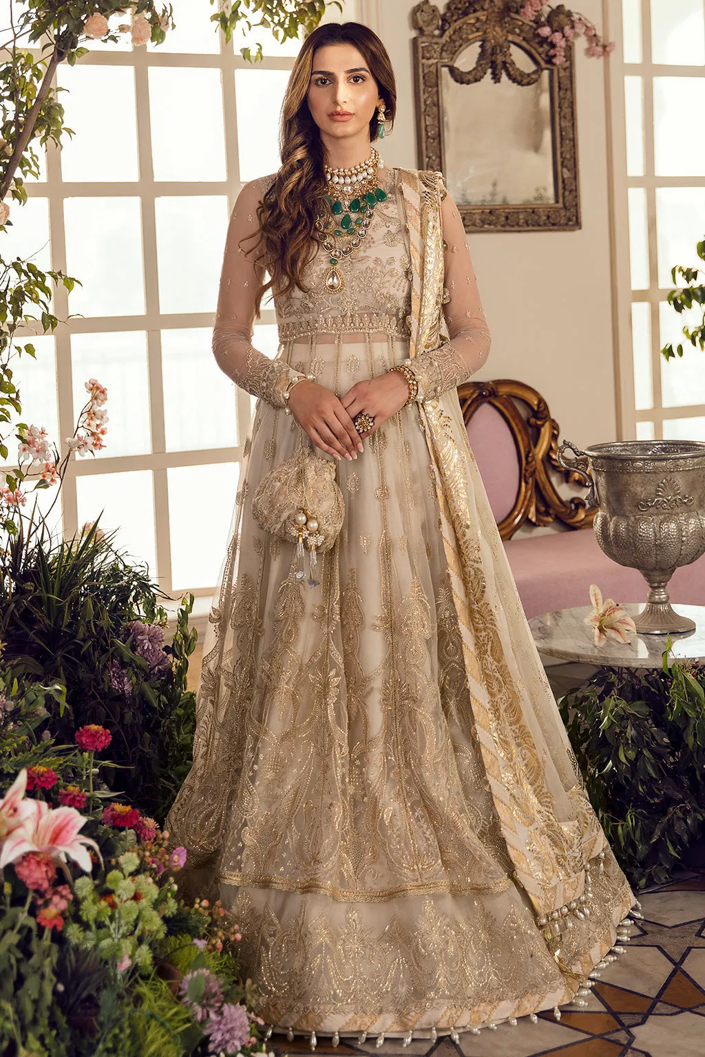 EVELINE | Afrozeh La Fuchsia Wedding Edition 2022 | Unstitched Embroidered Net Suits