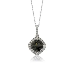 Fancy Cut Burma Spinel & Diamond Halo Drop Pendant