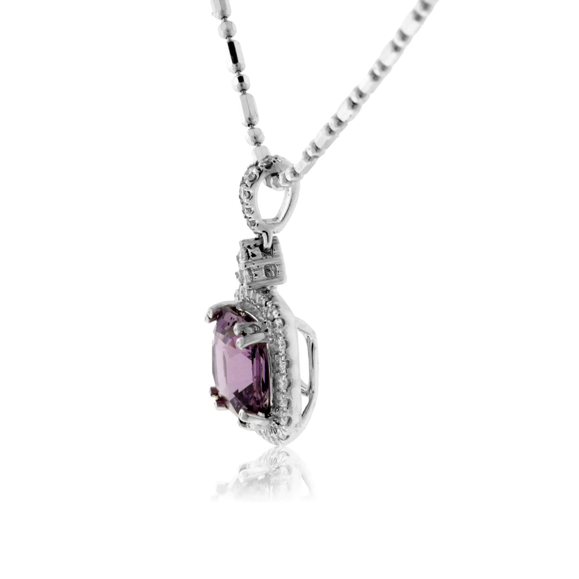Fancy Cut Burma Spinel & Diamond Halo Drop Pendant