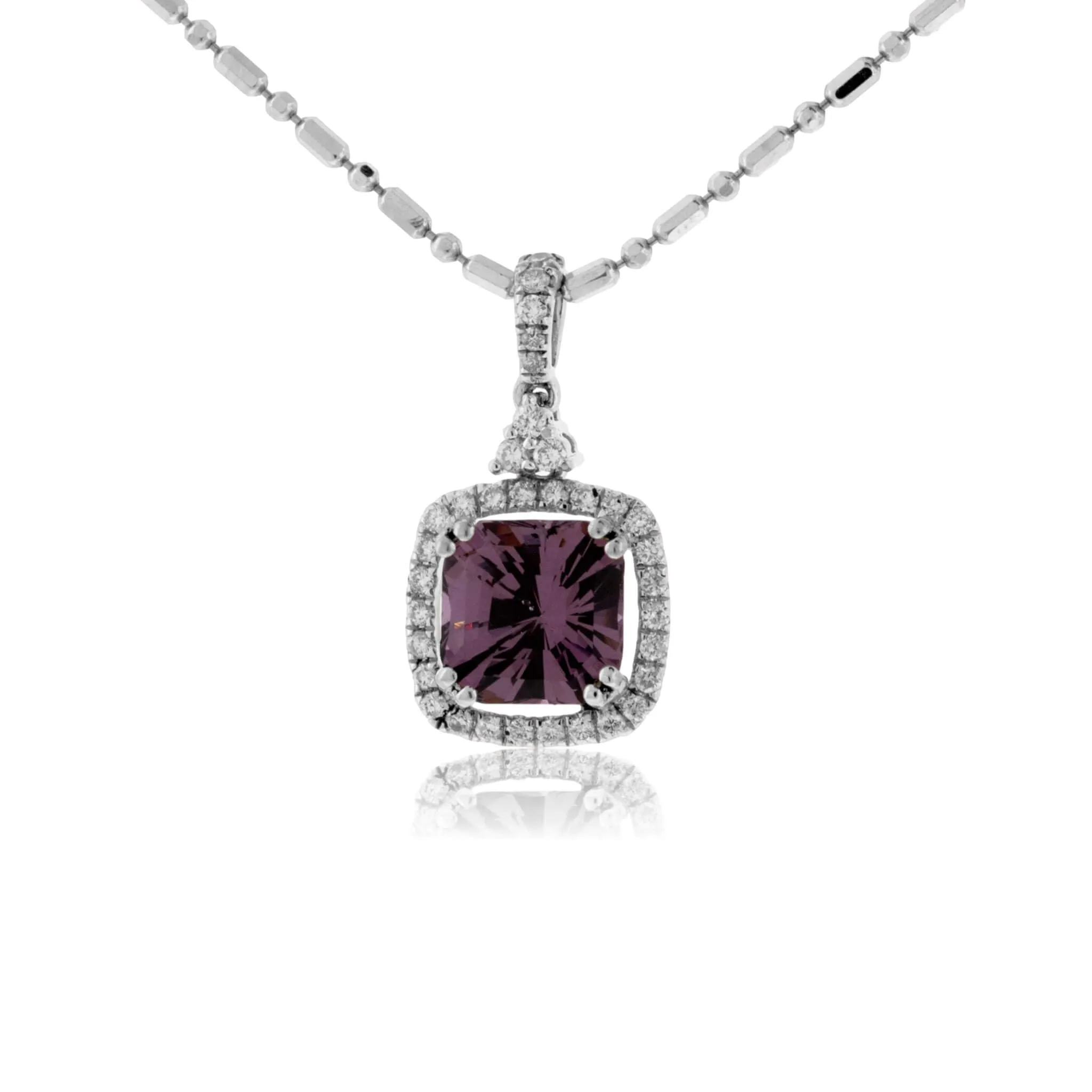 Fancy Cut Burma Spinel & Diamond Halo Drop Pendant
