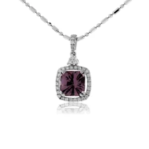 Fancy Cut Burma Spinel & Diamond Halo Drop Pendant
