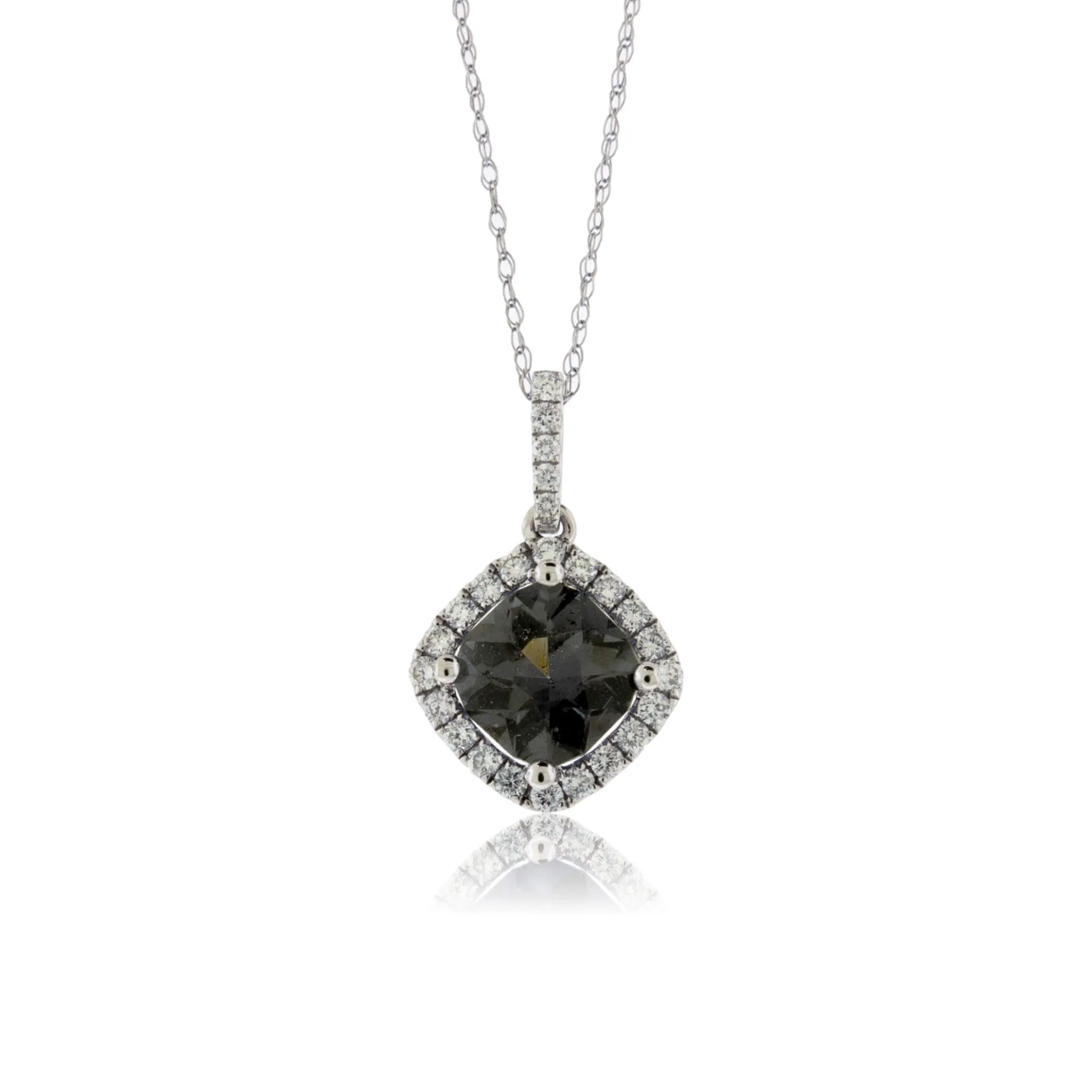 Fancy Cut Burma Spinel & Diamond Halo Drop Pendant