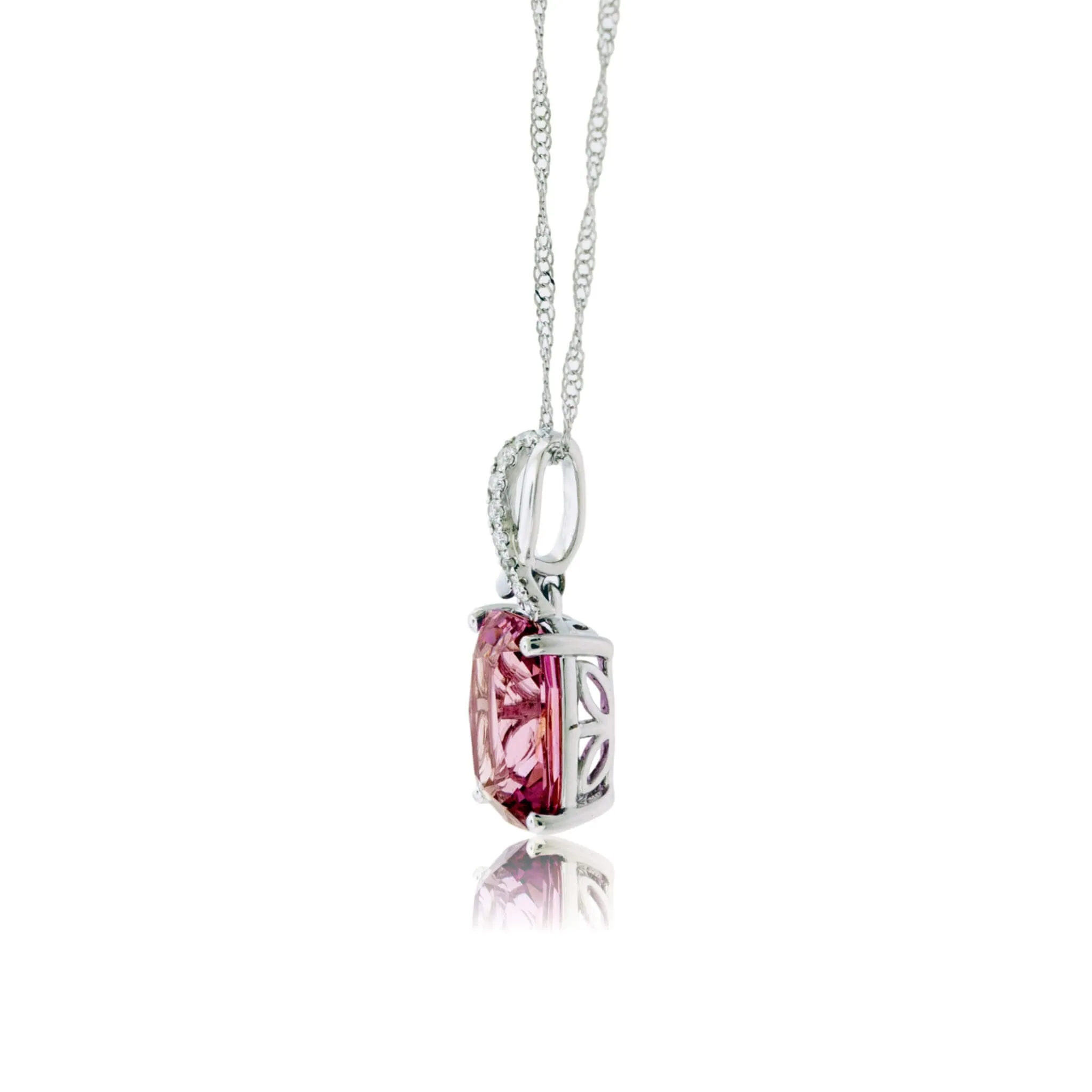 Fancy Cut Pink Spinel & Diamond Accented Pendant