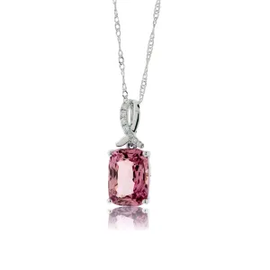 Fancy Cut Pink Spinel & Diamond Accented Pendant