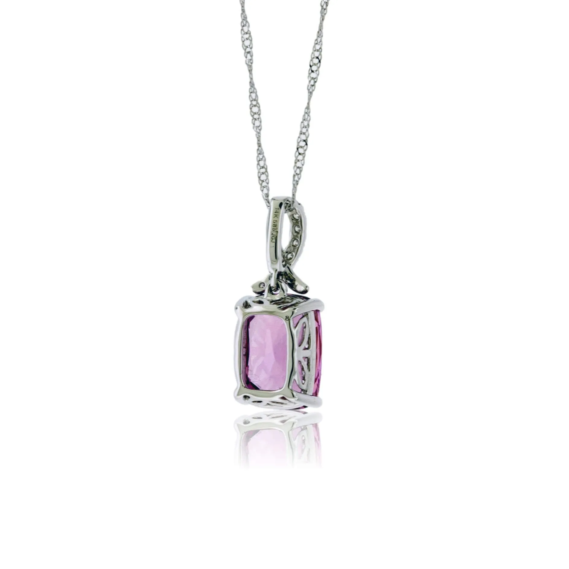 Fancy Cut Pink Spinel & Diamond Accented Pendant