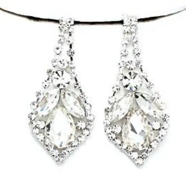 Flower Clear Crystal Rhinestone Evening Necklace