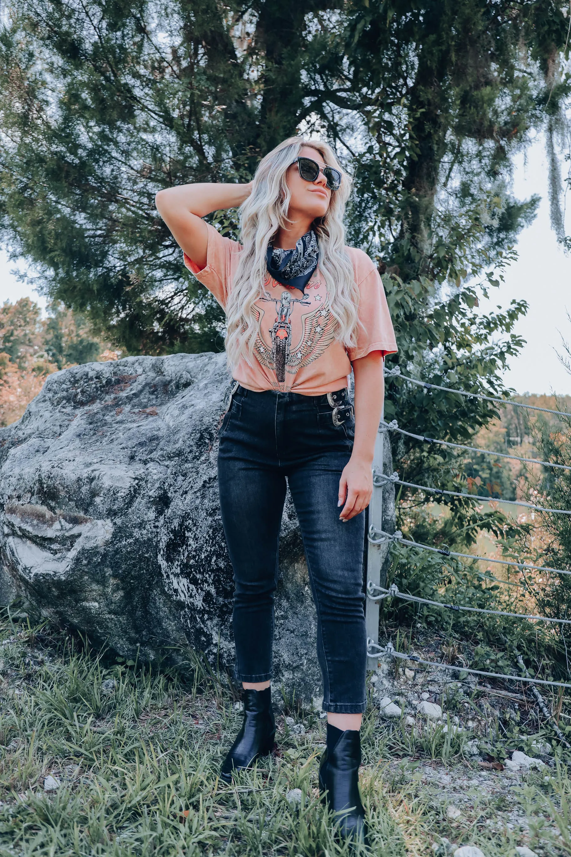 Freedom Rider Graphic Tee - Coral