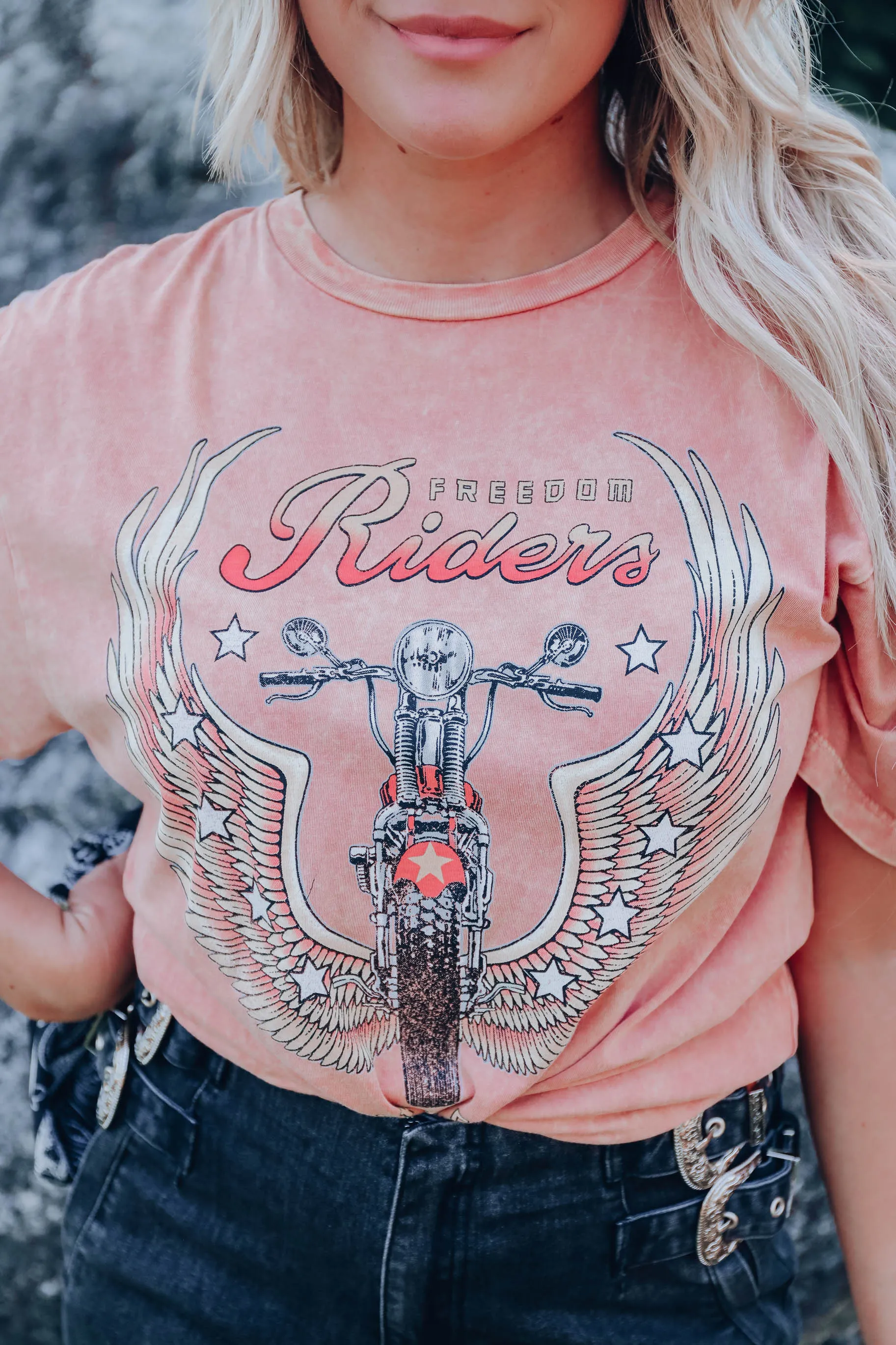 Freedom Rider Graphic Tee - Coral