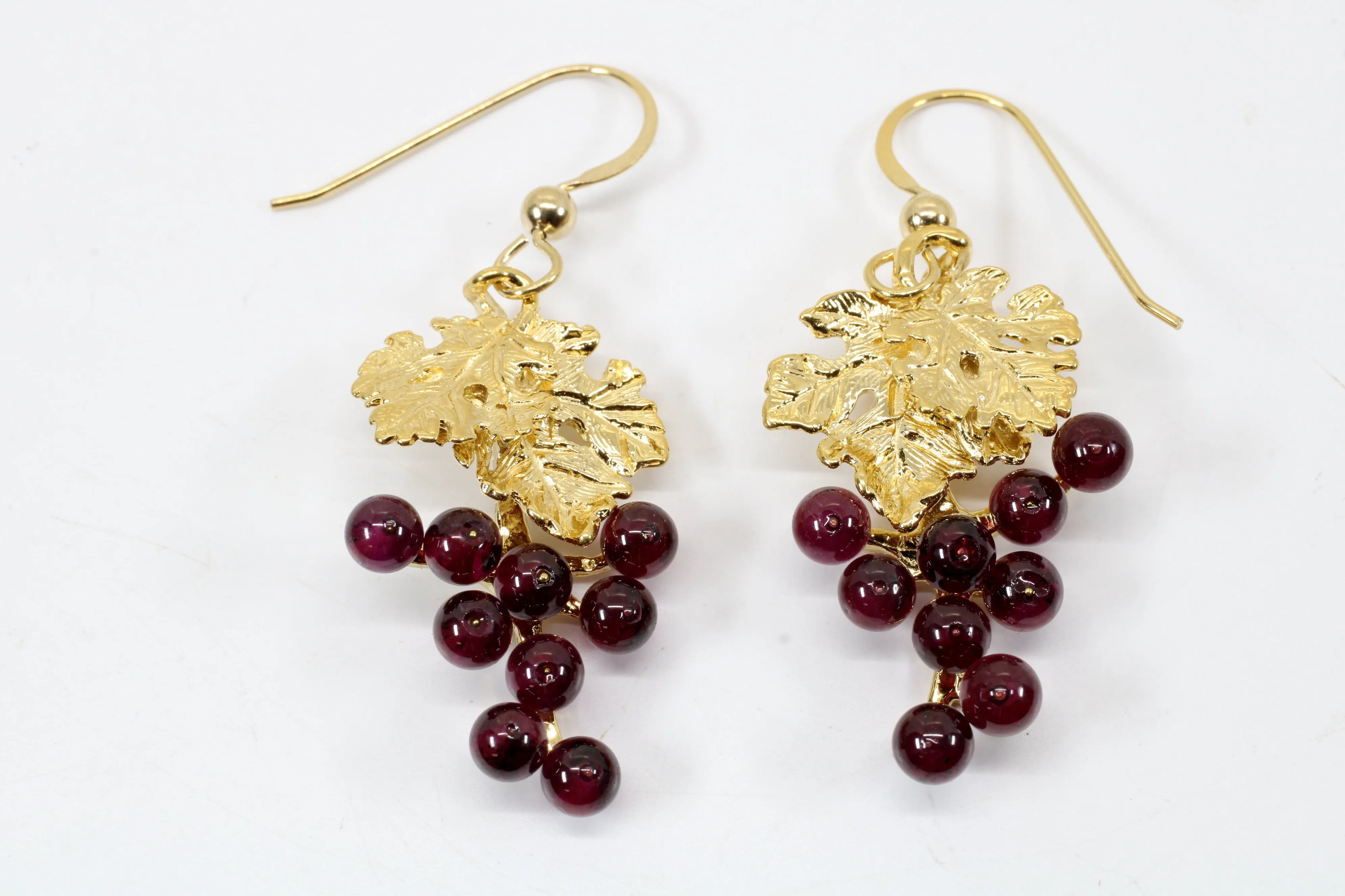 Garnet Grape Cluster Necklace or Earrings made in 14kt Gold Vermeil
