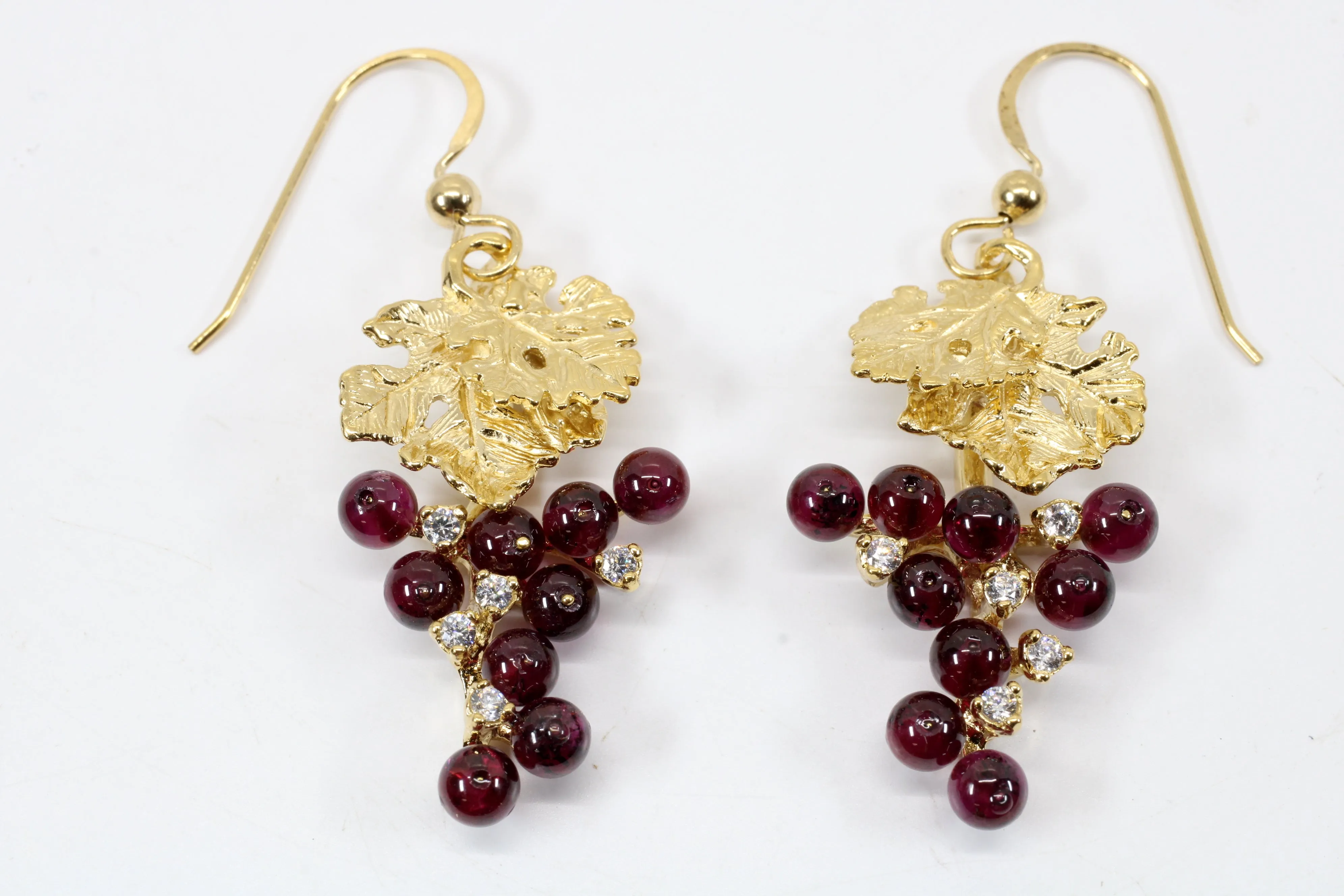 Garnet Grape Cluster Necklace or Earrings made in 14kt Gold Vermeil