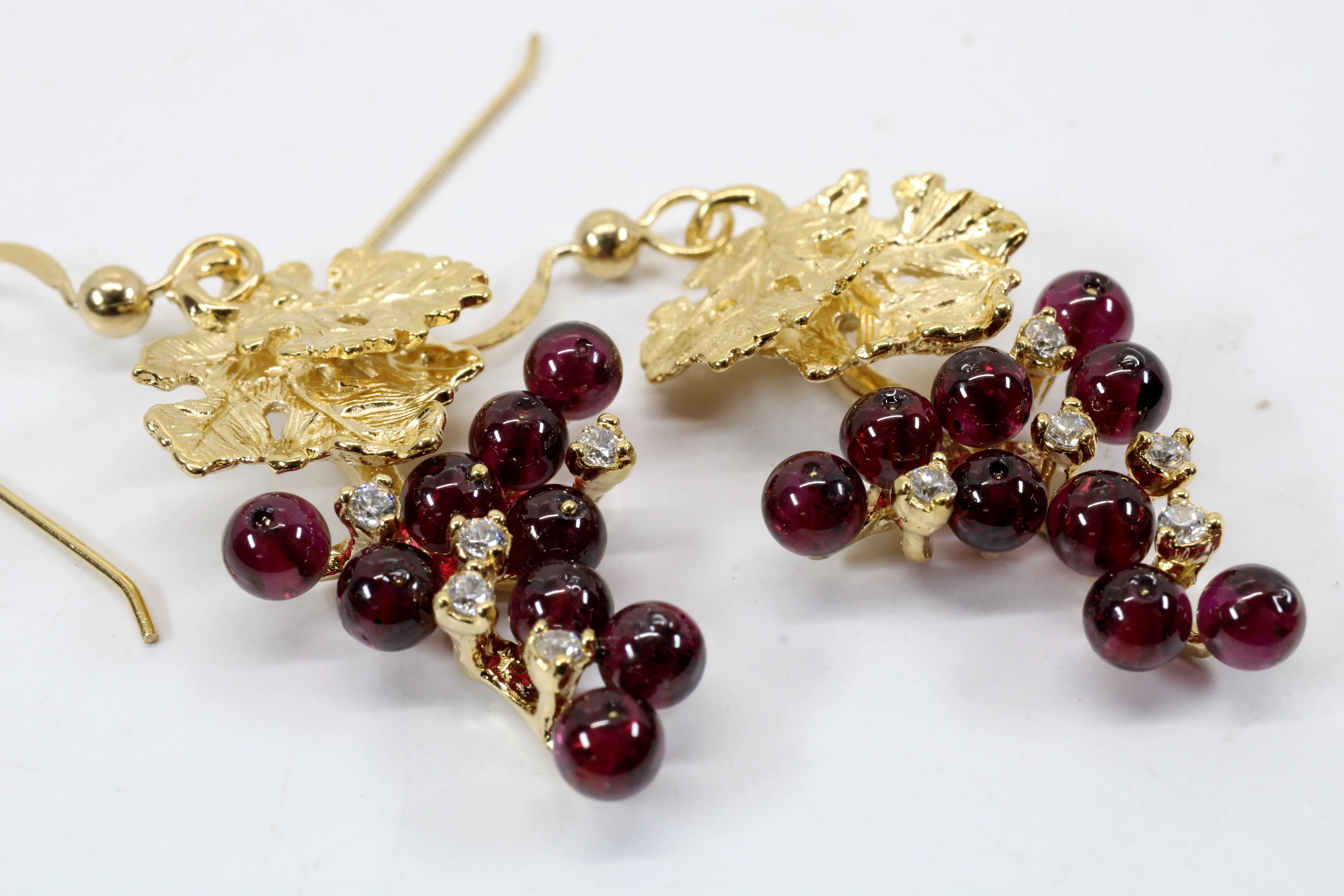 Garnet Grape Cluster Necklace or Earrings made in 14kt Gold Vermeil
