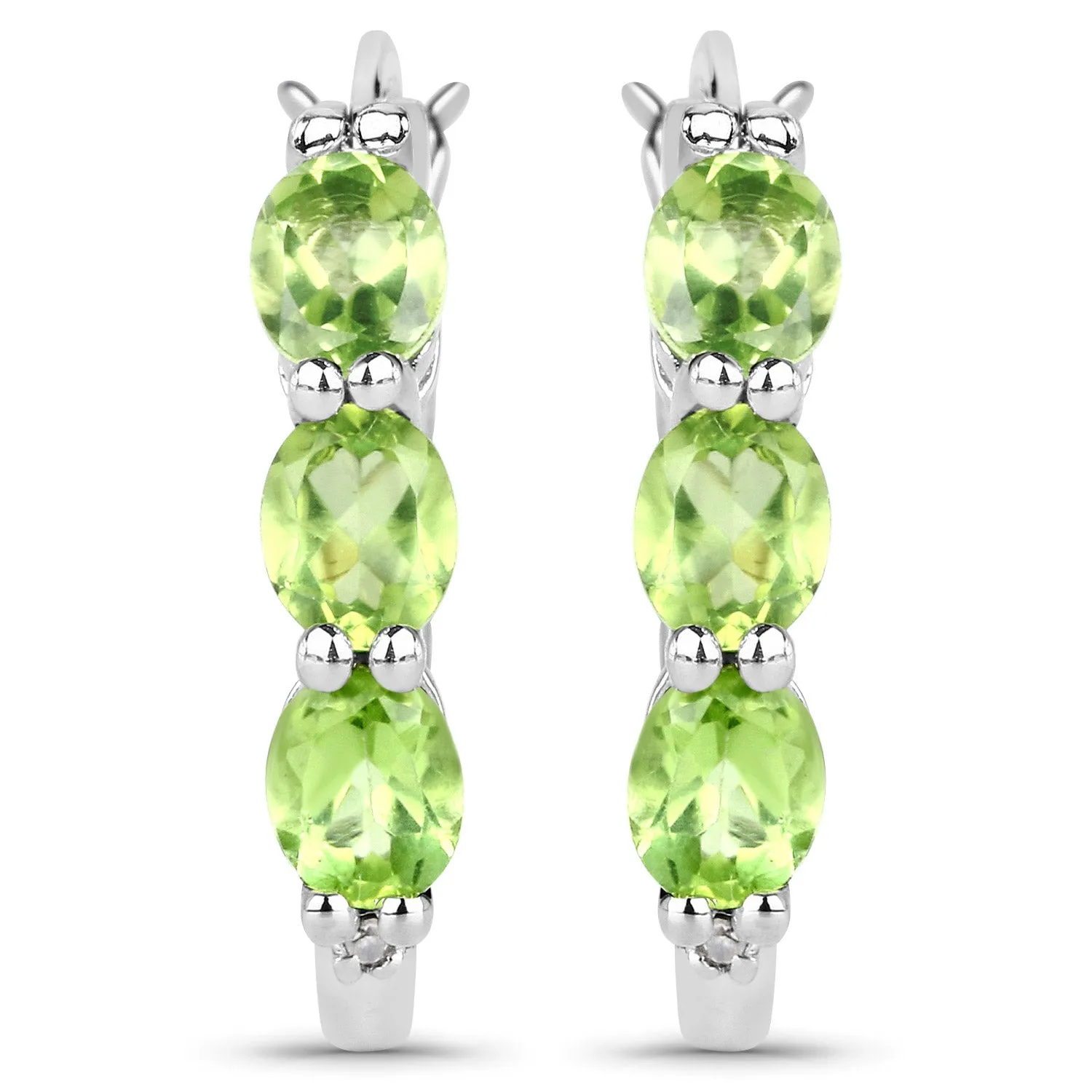 Genuine Green Peridot Hoop Earrings