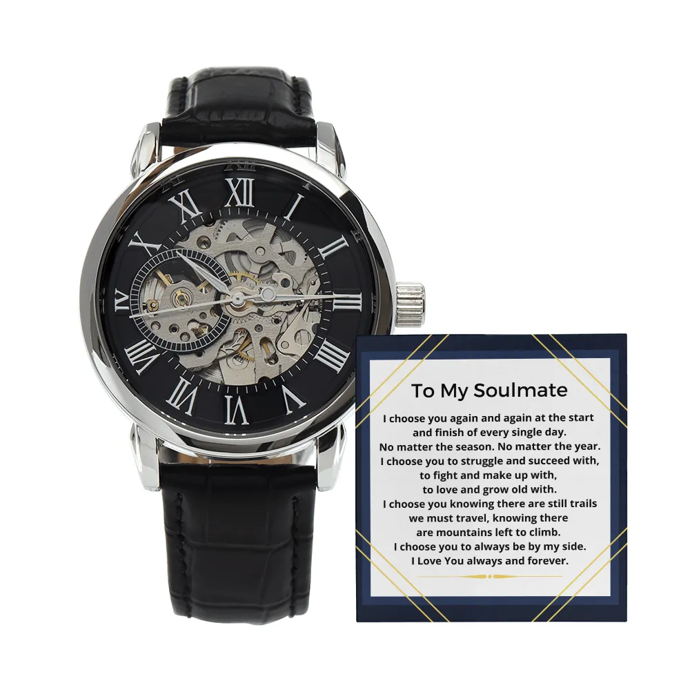 Gift For Him Men's Openwork Luxury Watch Leather Strap OPW_SOULM21