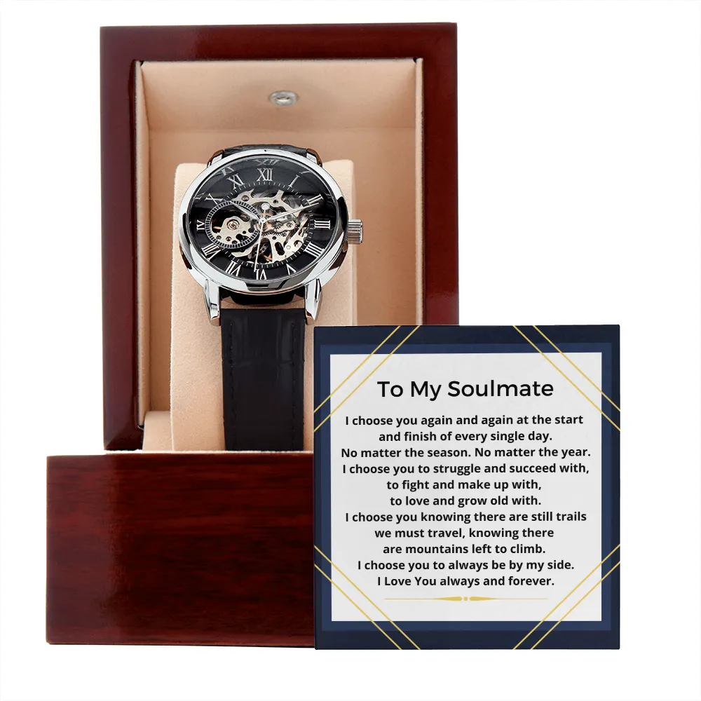 Gift For Him Men's Openwork Luxury Watch Leather Strap OPW_SOULM21