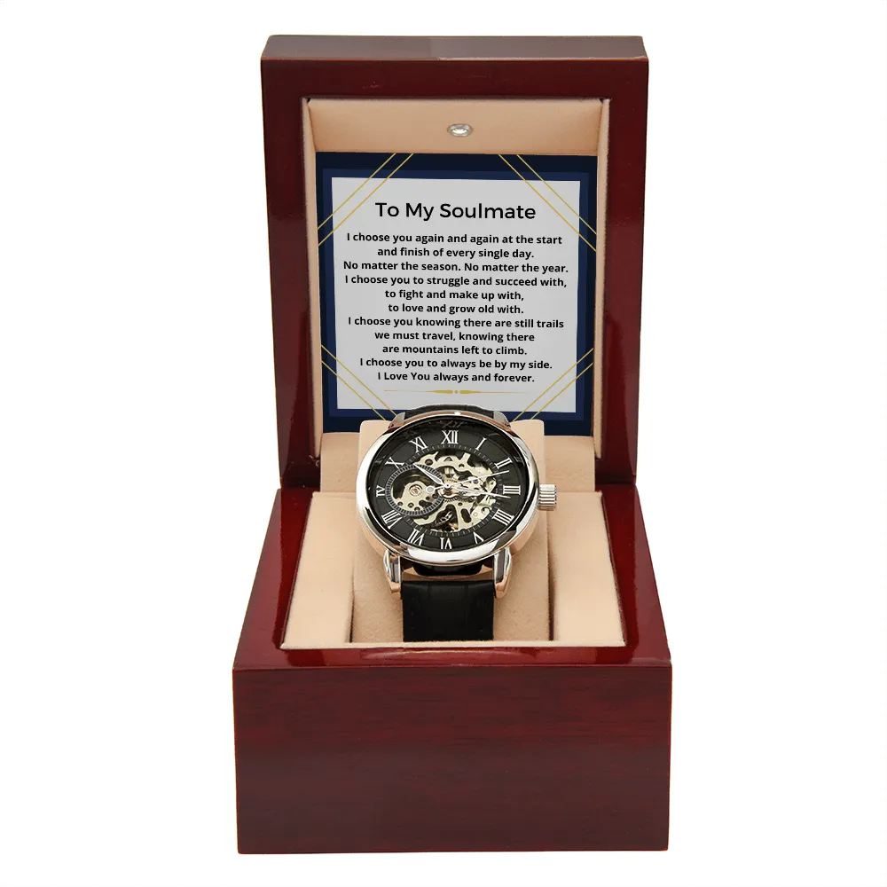 Gift For Him Men's Openwork Luxury Watch Leather Strap OPW_SOULM21