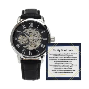 Gift For Him Men's Openwork Luxury Watch Leather Strap OPW_SOULM21