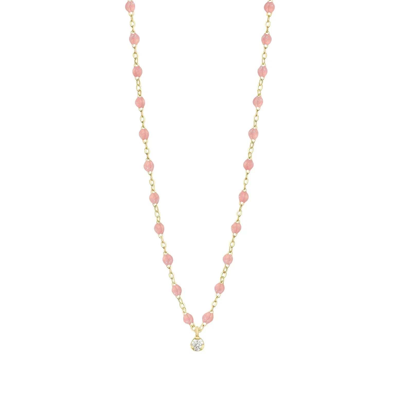 GIGI CLOZEAU- Classic Gigi Supreme- 1 Diamond 16.5" Necklace- BLUSH
