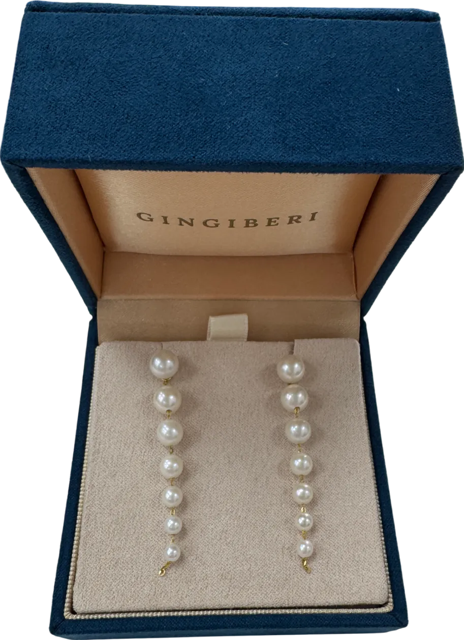 GINGIBERI 18k Solid Yellow Gold And Real Pearl Ombre Cascade Earrings