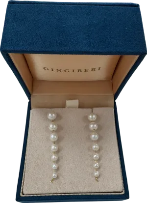GINGIBERI 18k Solid Yellow Gold And Real Pearl Ombre Cascade Earrings