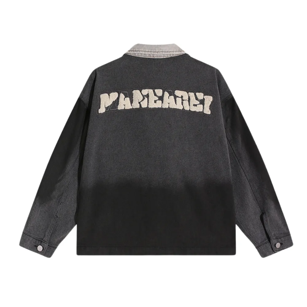 Gradient Lapel Embroidered Work Jacket