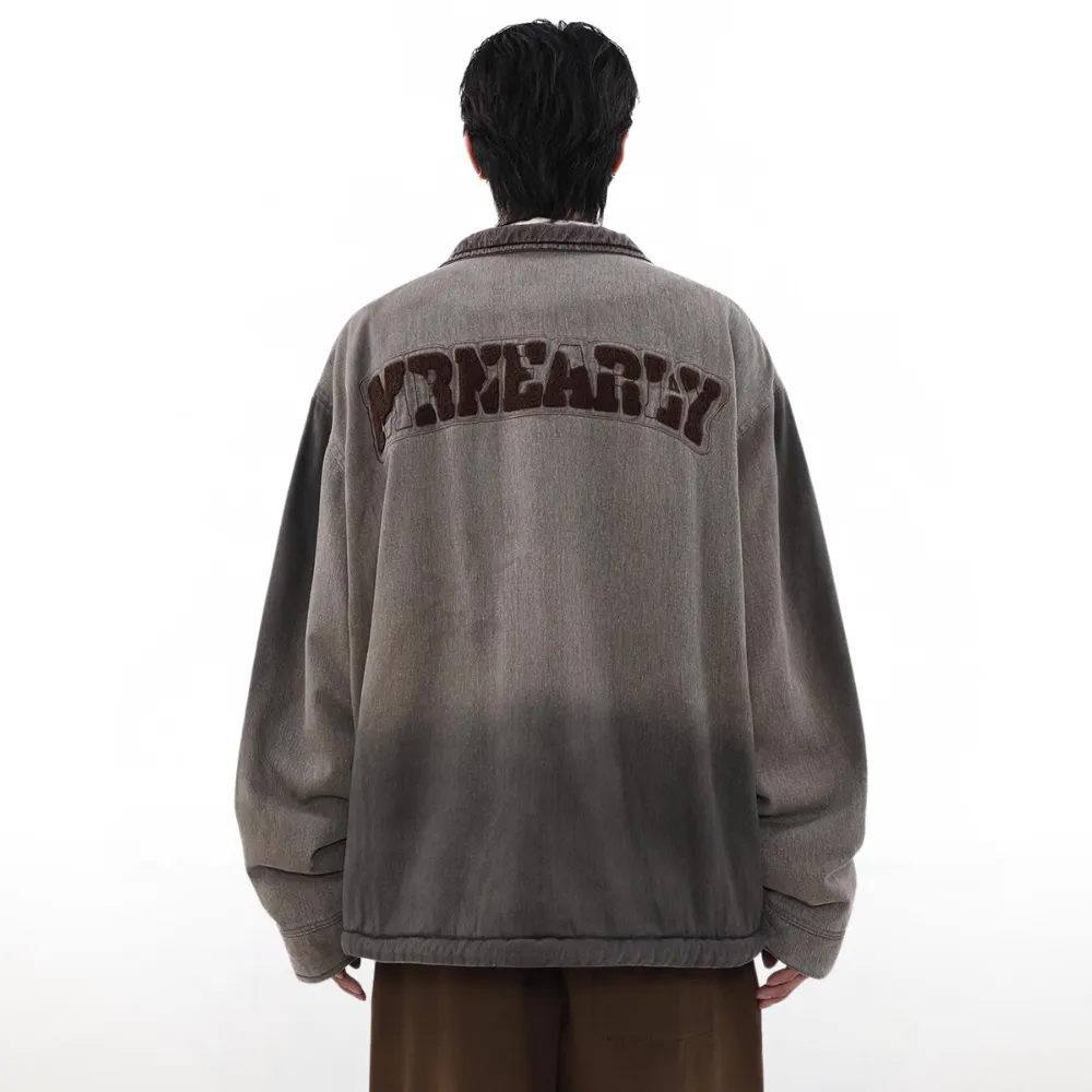 Gradient Lapel Embroidered Work Jacket