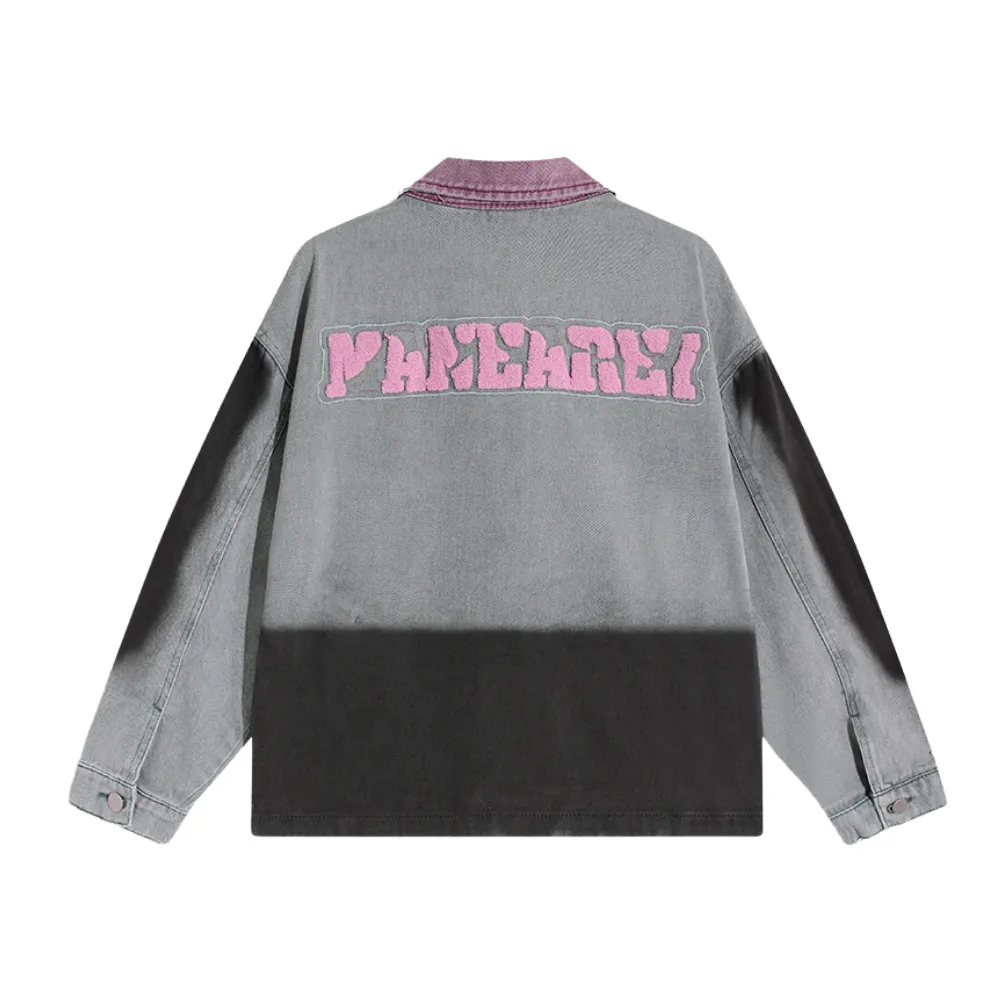 Gradient Lapel Embroidered Work Jacket