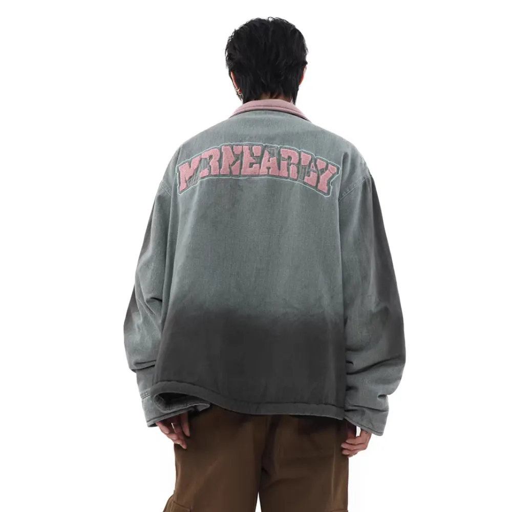Gradient Lapel Embroidered Work Jacket