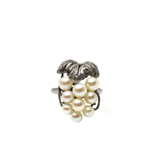 Grape Japanese Saltwater Akoya Cultured Pearl Ring- Sterling Silver Sz 7 1/4